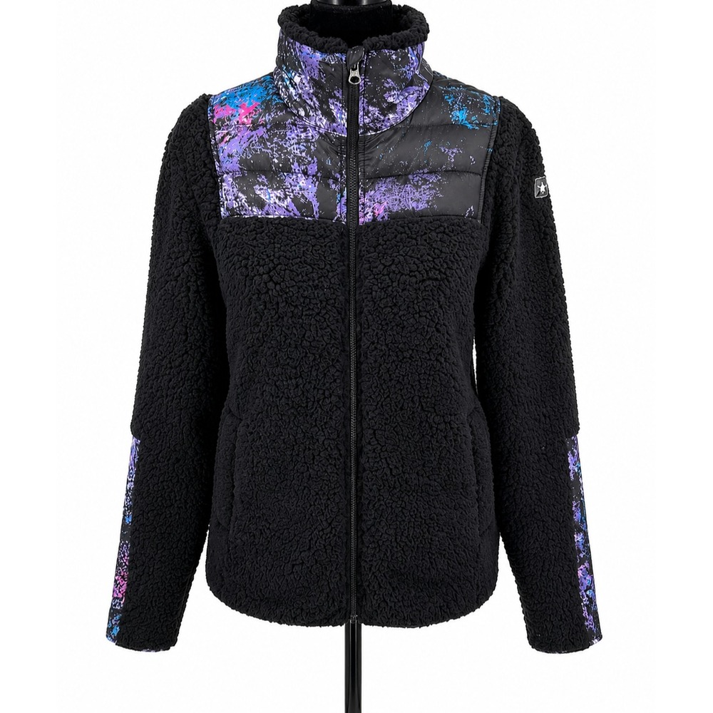 Spyder Boulder Women's XL Black Sherpa Fleece Full Zip Jacket Quilted Ski Outdoo